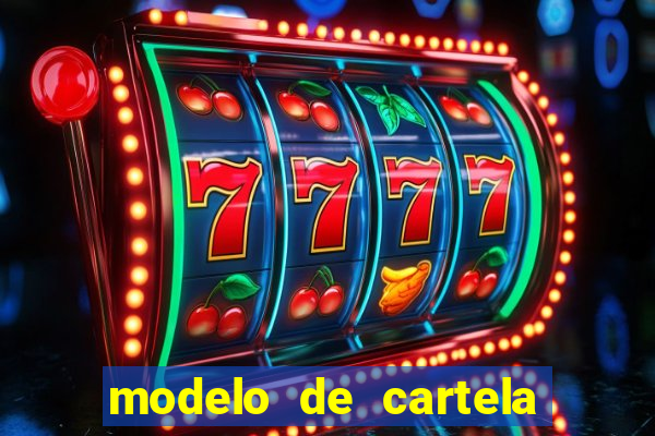 modelo de cartela de bingo em branco